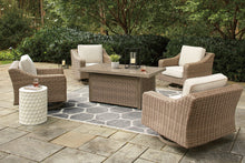 Load image into Gallery viewer, Beachcroft Beachcroft Fire Pit Table with Four Nuvella Swivel Lounge Chairs
