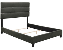Load image into Gallery viewer, Pulaski ACH All-In-One Queen Horizontally Channeled Upholstered Bed in Grey
