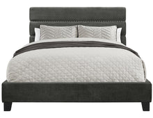 Load image into Gallery viewer, Pulaski ACH All-In-One Queen Horizontally Channeled Upholstered Bed in Grey
