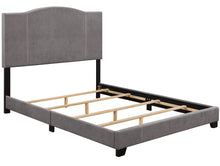 Load image into Gallery viewer, Pulaski ACH All-In-One Queen Modified Camel Back Upholstered Bed in Grey
