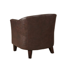 Load image into Gallery viewer, Pulaski Brown Faux Leather Barrel Accent Chair
