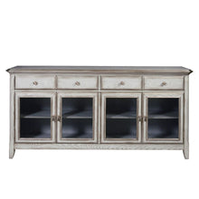 Load image into Gallery viewer, Pulaski Farmhouse Credenza with Wire Mesh Door Inserts in Soft Periwinkle Blue
