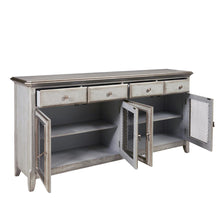 Load image into Gallery viewer, Pulaski Farmhouse Credenza with Wire Mesh Door Inserts in Soft Periwinkle Blue
