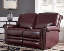 Load image into Gallery viewer, Pulaski Grant Leather Power Reclining Loveseat in Oxblood
