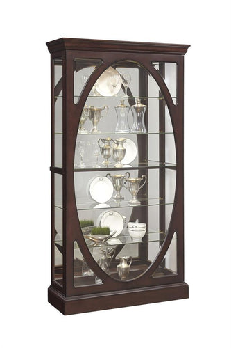 Pulaski Oval-Framed Sliding 5 Shelf Curio Cabinet in Sable Brown image