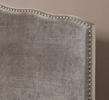 Load image into Gallery viewer, Pulaski King Nailhead Shaped Upholstered Headboard in Velvet Shmer
