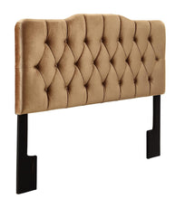 Load image into Gallery viewer, Pulaski Queen Upholstered Soft Shape Headboard in Velvet Bronze
