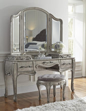 Load image into Gallery viewer, Pulaski Rhianna Vanity Stool in Silver Patina
