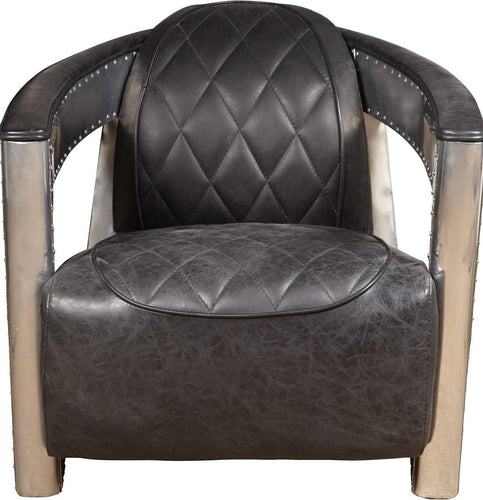 Pulaski Riveted Leather Aviation Arm Chair in Charcoal Black image