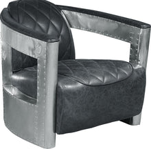 Load image into Gallery viewer, Pulaski Riveted Leather Aviation Arm Chair in Charcoal Black

