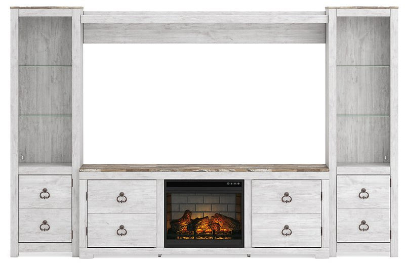 Willowton 4-Piece Entertainment Center with Electric Fireplace