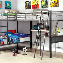 Load image into Gallery viewer, BALLARAT Silver Triple Twin Bunk Bed w/ Desk image
