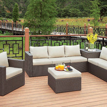 Load image into Gallery viewer, DAVINA Brown/Beige Patio Sectional w/ Ottoman image
