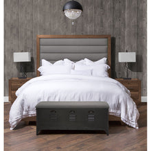 Load image into Gallery viewer, AICO Brooklyn Walk Queen Channel Tufted Panel Bed in Burnt Umber
