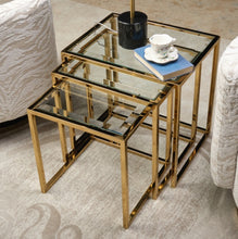 Load image into Gallery viewer, AICO Furniture Savannah Breeze 3pc Nesting Tables Set in Bright Gold
