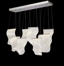 Load image into Gallery viewer, AICO Furniture Lighting Sheer Waves 8 Light Rectangular LED Chandelier with Gold Accent/Chrome
