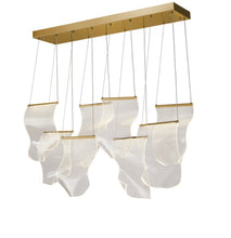 Load image into Gallery viewer, AICO Furniture Lighting Sheer Waves 8 Light Rectangular LED Chandelier in Champagne image
