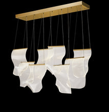 Load image into Gallery viewer, AICO Furniture Lighting Sheer Waves 8 Light Rectangular LED Chandelier in Champagne
