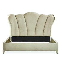 Load image into Gallery viewer, AICO Villa Cherie King Channel Tufted Upholstered Bed in Hazelnut image

