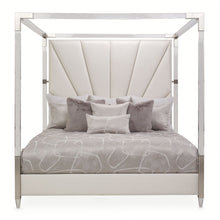 Load image into Gallery viewer, AICO Penthouse King Canopy Channel Tufted Upholstered Bed in Ash Gray
