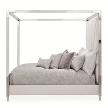 Load image into Gallery viewer, AICO Penthouse King Canopy Channel Tufted Upholstered Bed in Ash Gray
