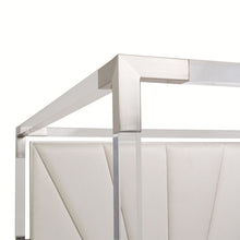 Load image into Gallery viewer, AICO Penthouse/Lanterna King Canopy Channel Tufted Upholstered Bed in Silver Mist
