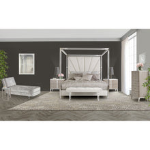 Load image into Gallery viewer, AICO Penthouse King Canopy Channel Tufted Upholstered Bed in Ash Gray
