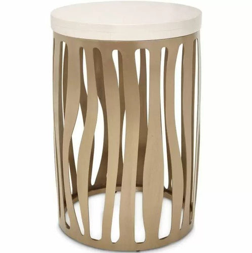AICO La Rachelle Round Chair Side Table w/ Metal Base in Medium Champagne image