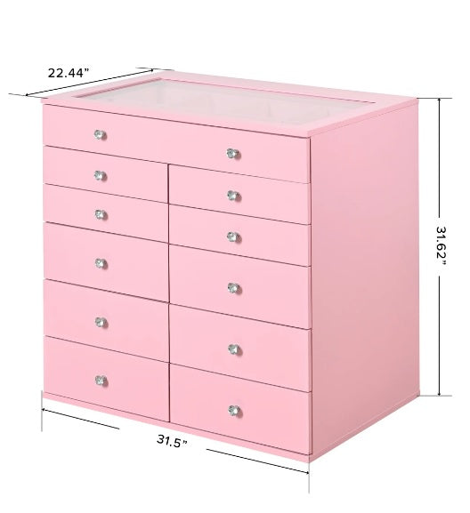 Impressions Vanity Slaystation,6 Tier Shelves Organizer, Natalie Mirrored  Back Panel(Light Pink)