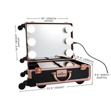 Load image into Gallery viewer, SLAYCASE® XL VANITY TRAVEL CASE IN BLACK &amp; ROSE GOLD STUDDED
